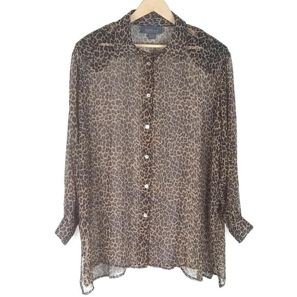 Lane Bryant Tops - Lane Bryant | Sheer Animal Print Button Down Shirt